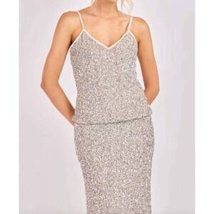 NEW SADIE & SAGE luster sequin cami top in silver